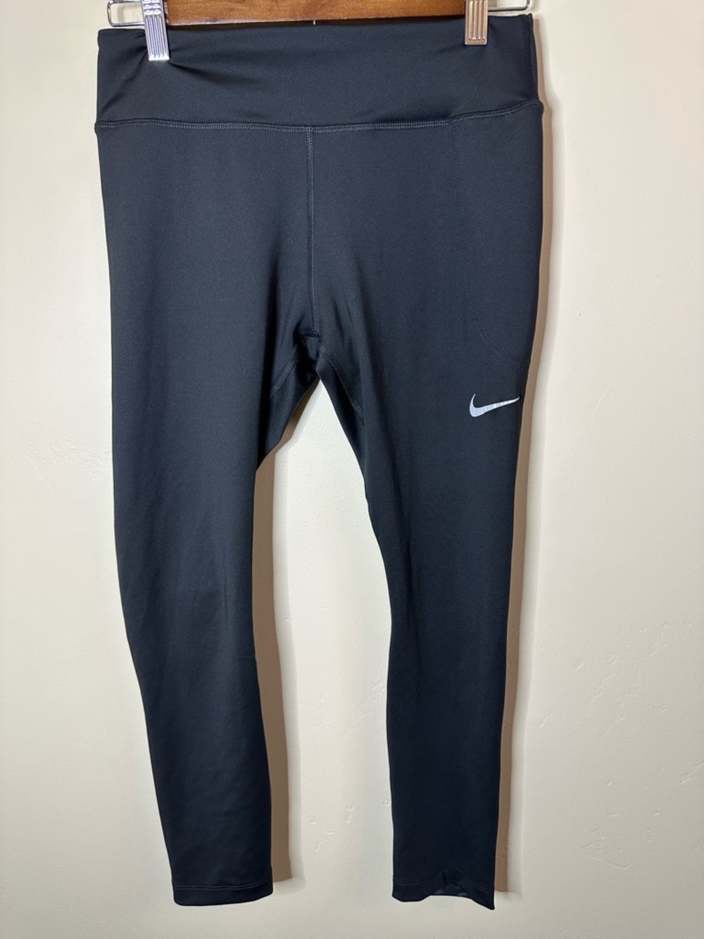 Women’s MED Nike Black Leggings with White Swoosh - 26” Inseam